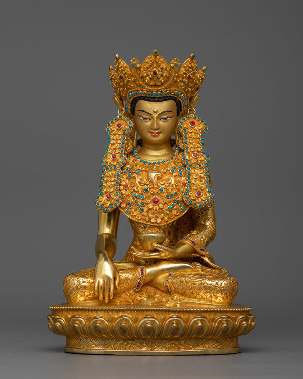 Crowned Buddha Shakyamuni Prayer Statue