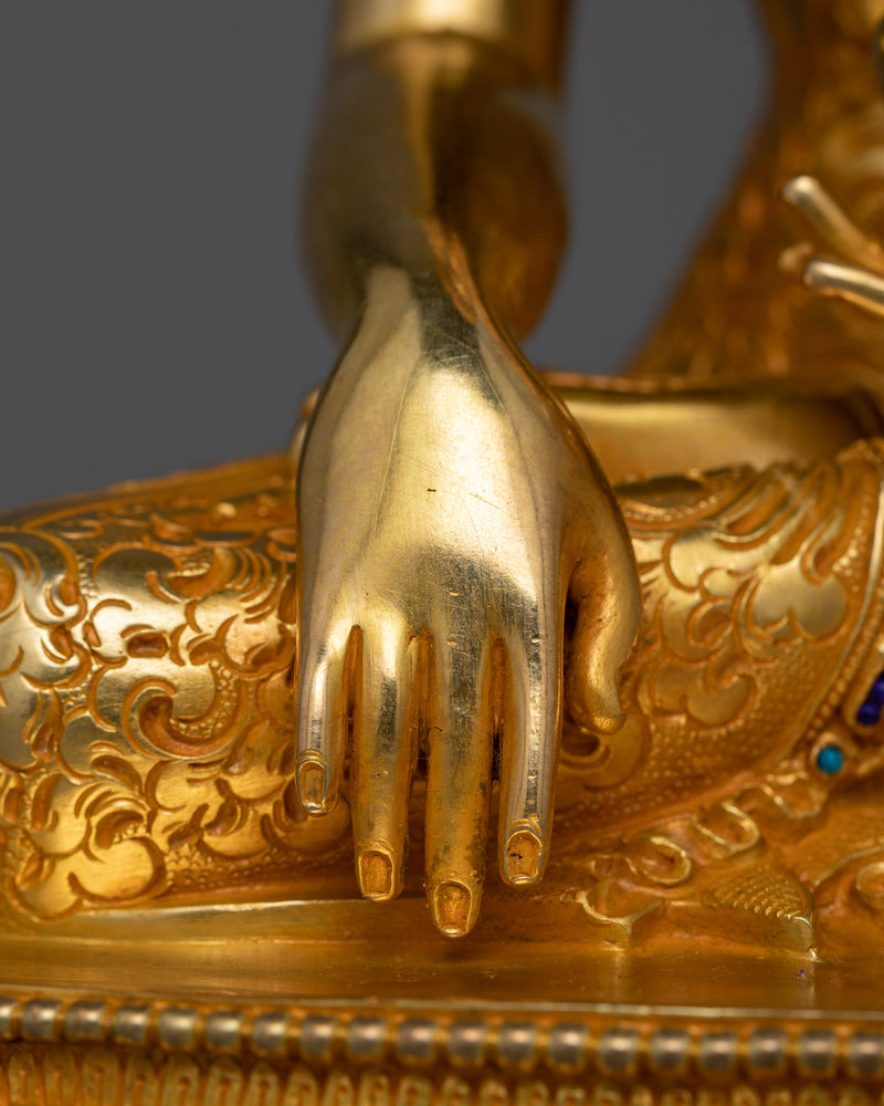 Crowned Buddha Shakyamuni Prayer Statue | Handcrafted Symbol of Peace and Enlightenment