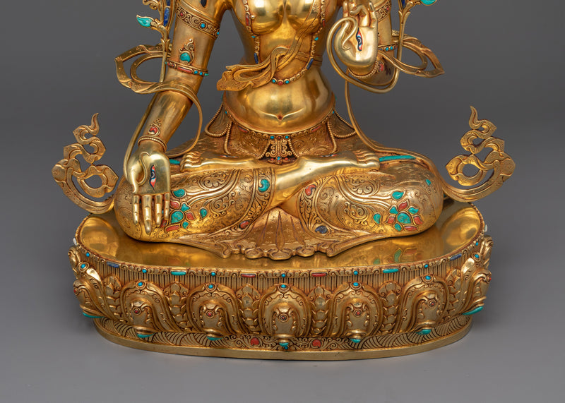 Goddess White Tara Buddha Statue | Handcrafted Tibetan Deity of Healing and Longevity