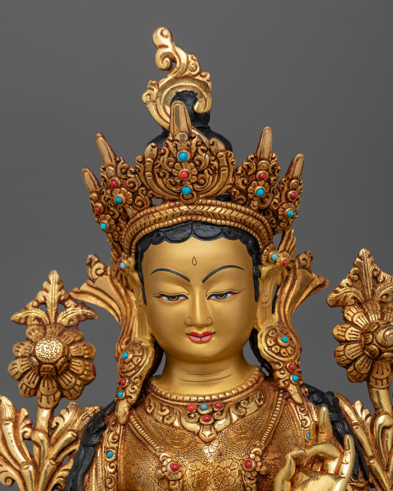 Bodhisattva Green Tara Devi Statue | Spiritual Icon of Compassion and Empowerment