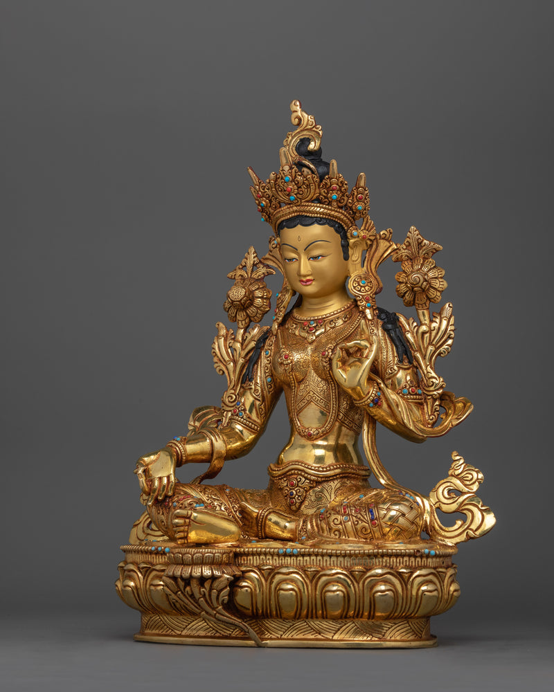 Bodhisattva Green Tara Devi Statue | Spiritual Icon of Compassion and Empowerment