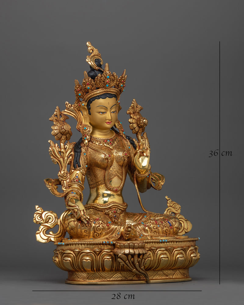 Bodhisattva Green Tara Devi Statue