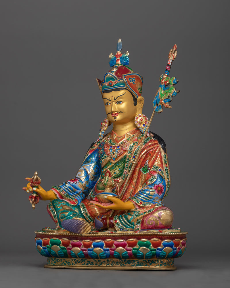 Tibetan Buddhist Master Guru Padmasambhava Sadhana Statue | Guru Rinpoche Art for Spiritual Practices