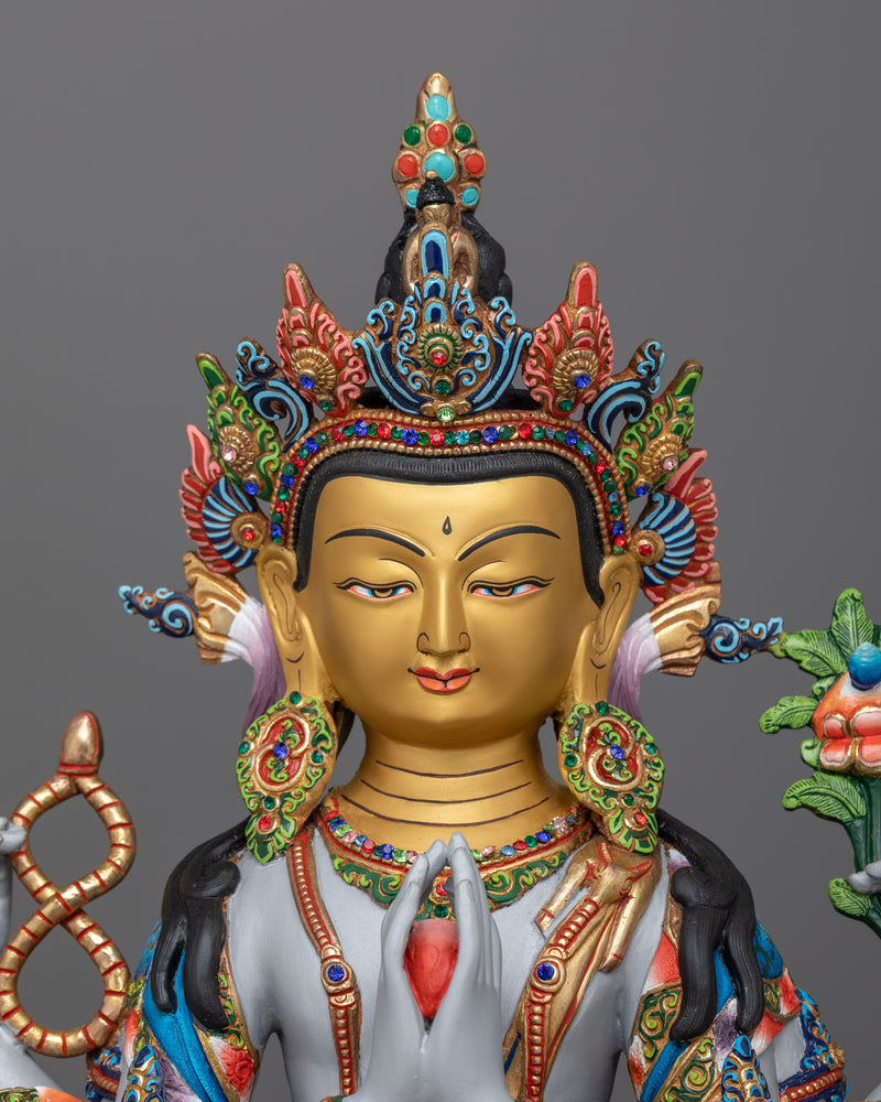 Avalokiteshvara Chenrezig Sadhana Statue | Tibetan Bodhisattva of Love and Compassion