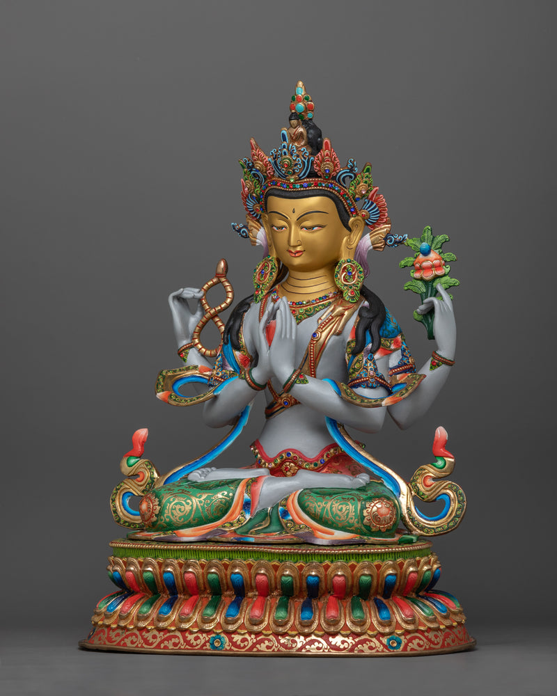 Avalokiteshvara Chenrezig Sadhana Statue | Tibetan Bodhisattva of Love and Compassion