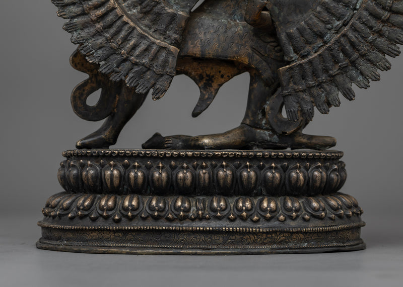 Hand-Carved Bhairab Shakti Statue | Antique Finished Oxidized Copper Sculpture