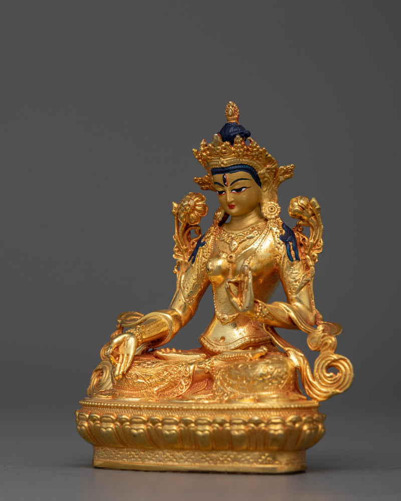 Tibetan White Tara Goddess Statue | Petite Goddess of Compassion and Longevity