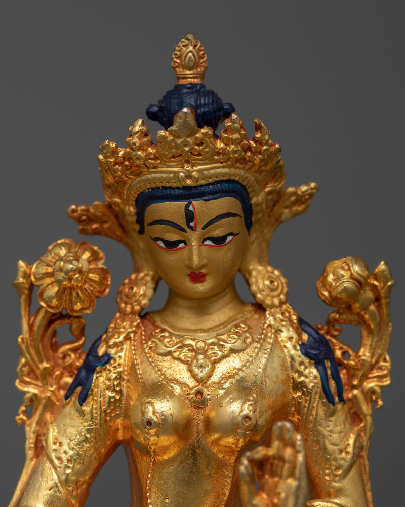 Tibetan White Tara Goddess Statue | Petite Goddess of Compassion and Longevity