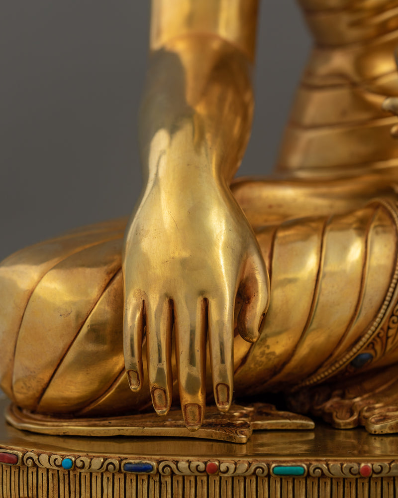 Meditational Shakyamuni Buddha | 24K Gold Gilded Sculpture