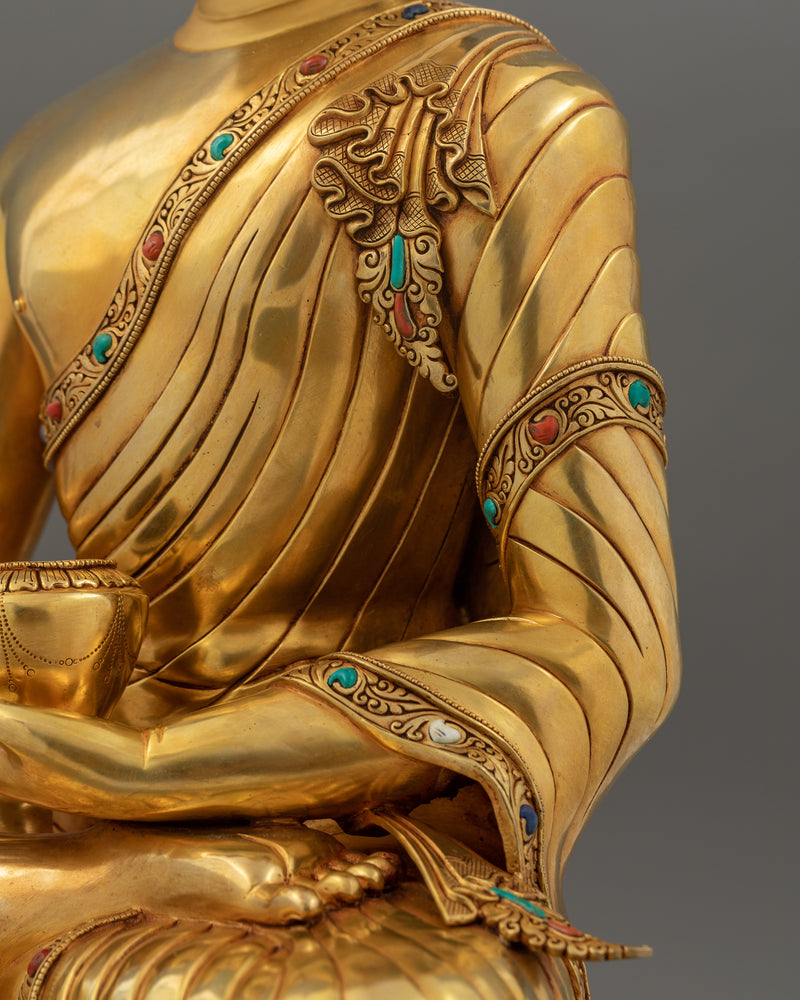 Meditational Shakyamuni Buddha | 24K Gold Gilded Sculpture