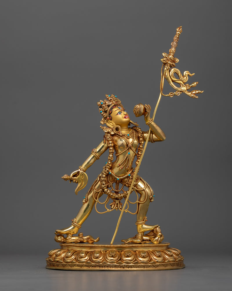 24K Gold Gilded Dakini Vajrayogini Statue | Goddess of Transformation