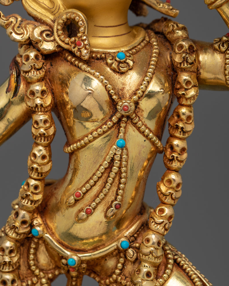 24K Gold Gilded Dakini Vajrayogini Statue | Goddess of Transformation