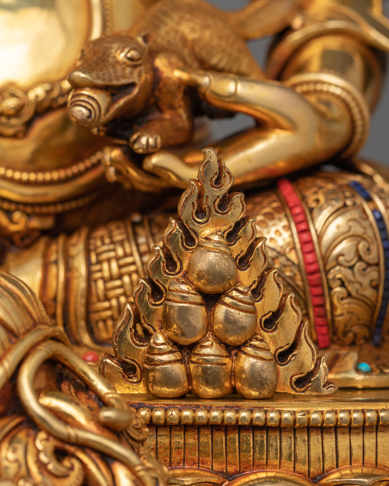 24K Gold Gilded Wrathful Yellow Dzambhala | The Wealth Deity of Abundance