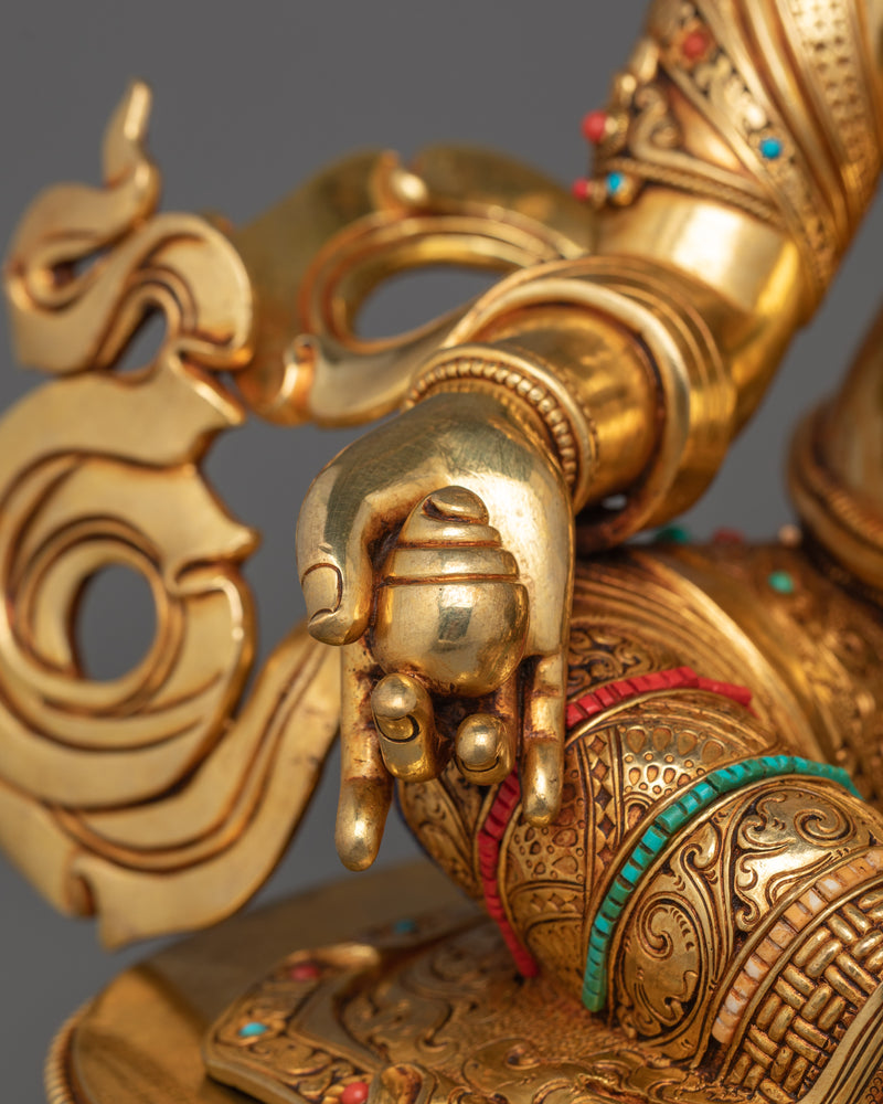 24K Gold Gilded Wrathful Yellow Dzambhala | The Wealth Deity of Abundance