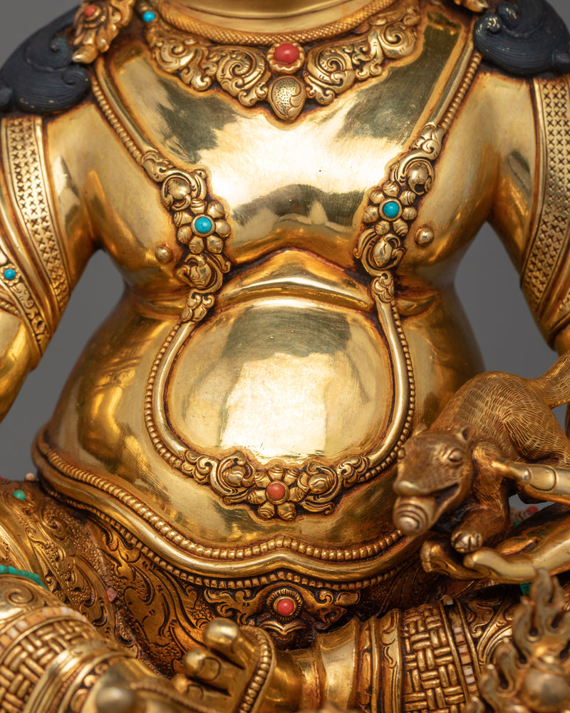 24K Gold Gilded Wrathful Yellow Dzambhala | The Wealth Deity of Abundance