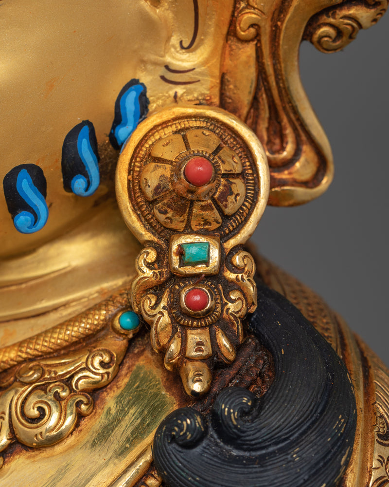 24K Gold Gilded Wrathful Yellow Dzambhala | The Wealth Deity of Abundance