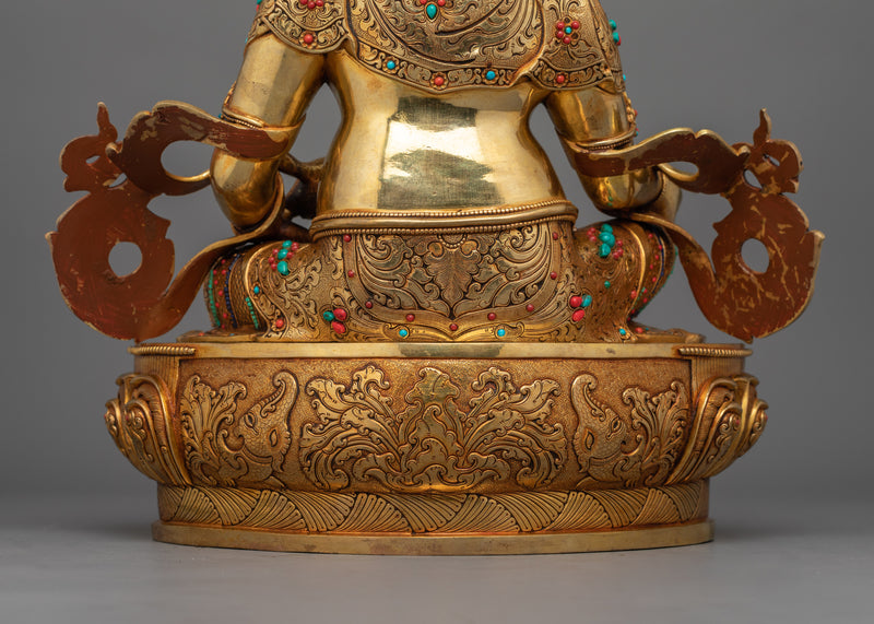 24K Gold Gilded Wrathful Yellow Dzambhala | The Wealth Deity of Abundance