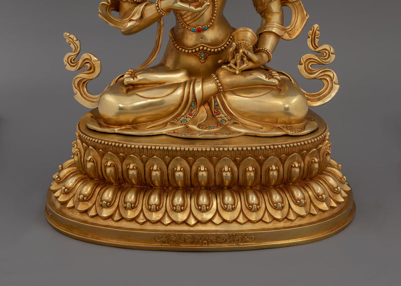 24k Gold Gilded Tranquil Vajrasattva Statue | Purity and Compassion Deity