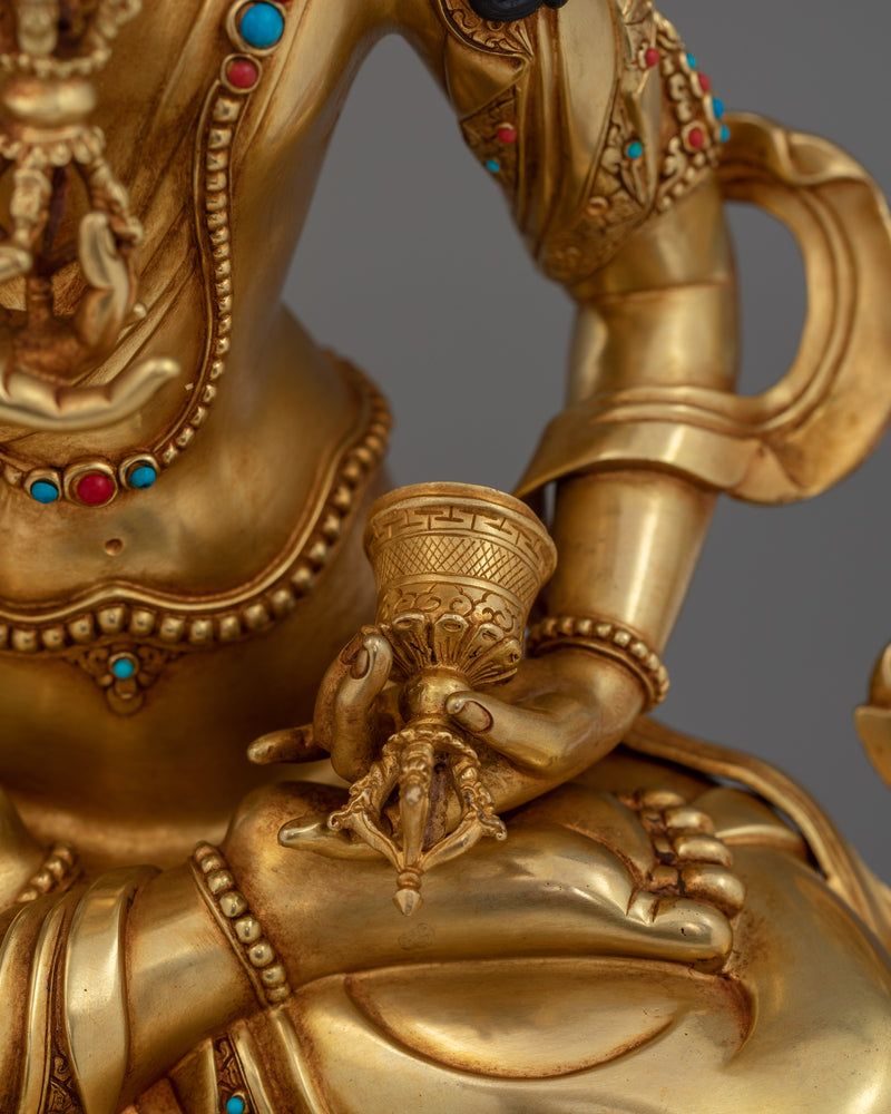 24k Gold Gilded Tranquil Vajrasattva Statue | Purity and Compassion Deity