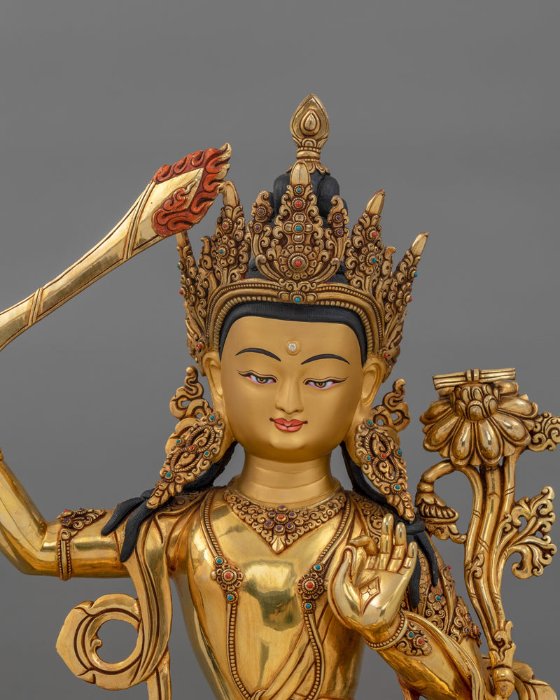 Majestic Manjushri for Dharma Sculpture | Enlightened Wisdom and Clarity Art