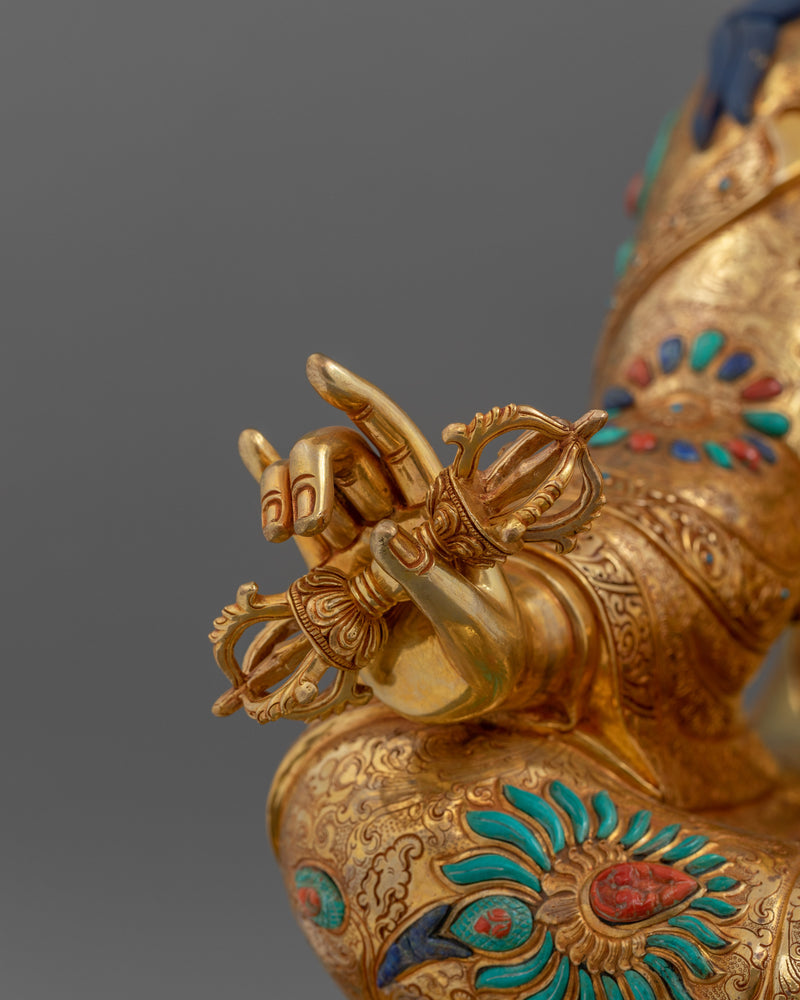 Semi-Wrathful Guru Rinpoche Art | Majestic Buddhist Deity Statue