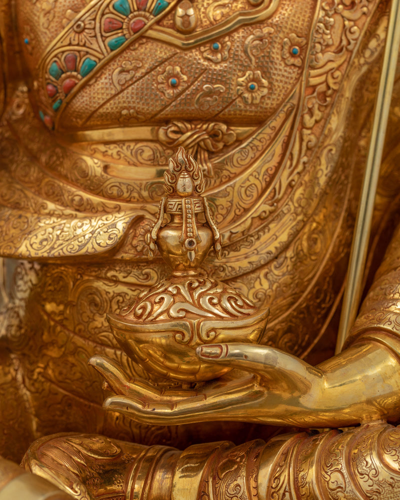 Semi-Wrathful Guru Rinpoche Art | Majestic Buddhist Deity Statue