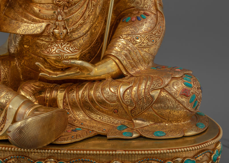 Semi-Wrathful Guru Rinpoche Art | Majestic Buddhist Deity Statue