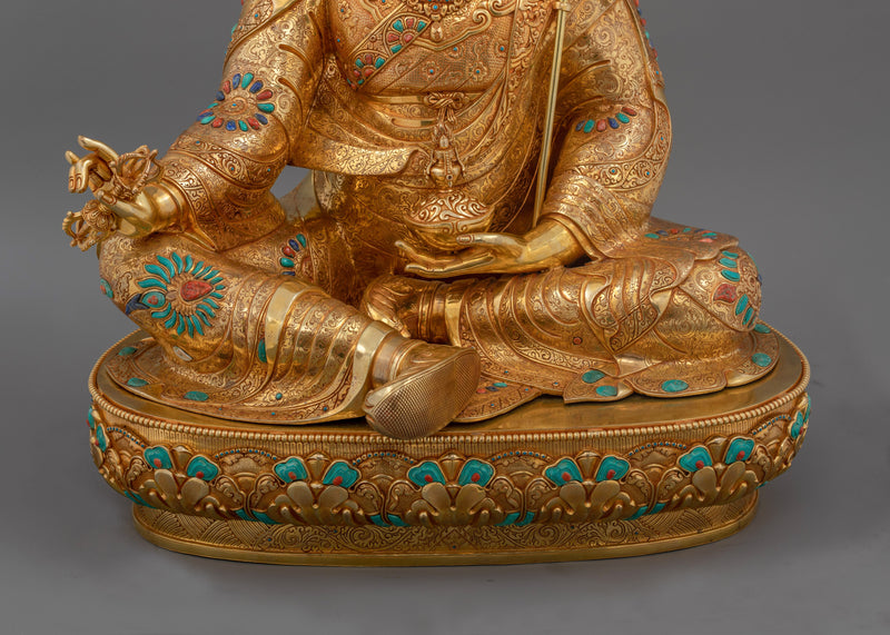 Semi-Wrathful Guru Rinpoche Art | Majestic Buddhist Deity Statue