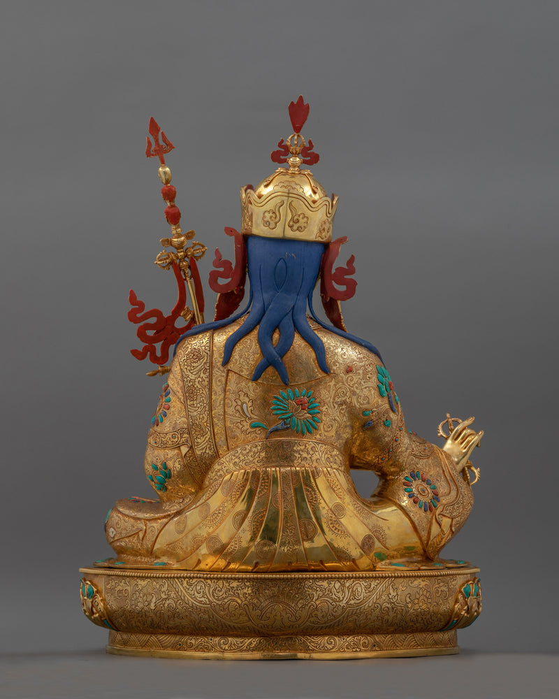 Semi-Wrathful Guru Rinpoche Art | Majestic Buddhist Deity Statue