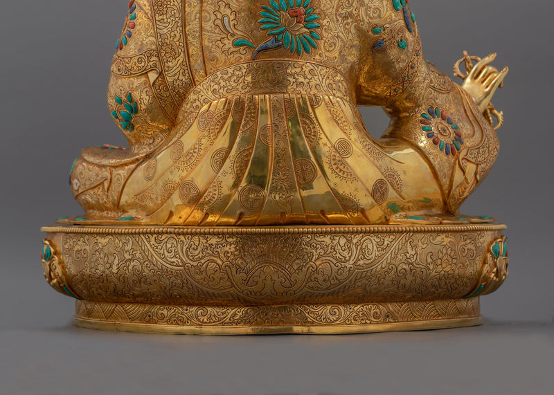 Semi-Wrathful Guru Rinpoche Art | Majestic Buddhist Deity Statue