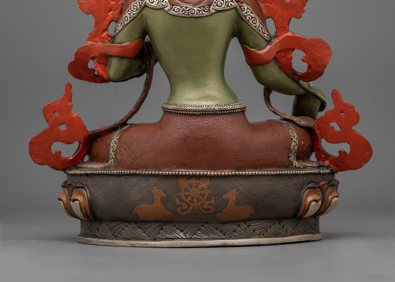 Oxidized Green Tara for Shrine | Female Buddha in Buddhism