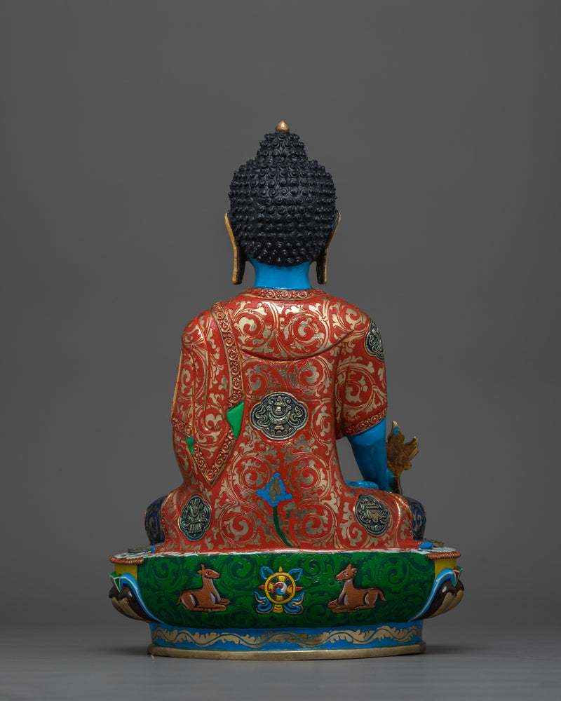 Tranquil Buddha of Medicine Figurine | Copper Statue for Healing and Serenity