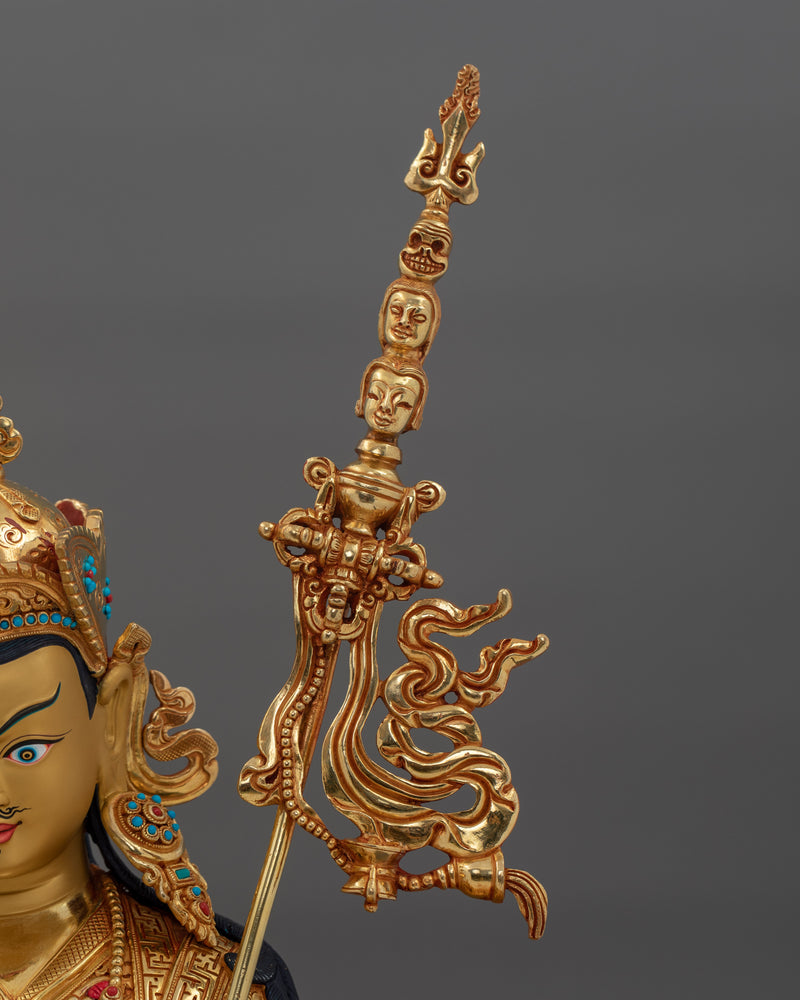 Hand-Carved The Lotus Born Guru Rinpoche Statue | Tibetan Sculpture