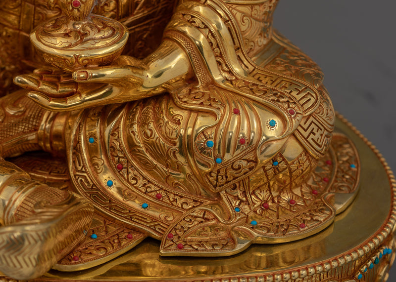 Hand-Carved The Lotus Born Guru Rinpoche Statue | Tibetan Sculpture