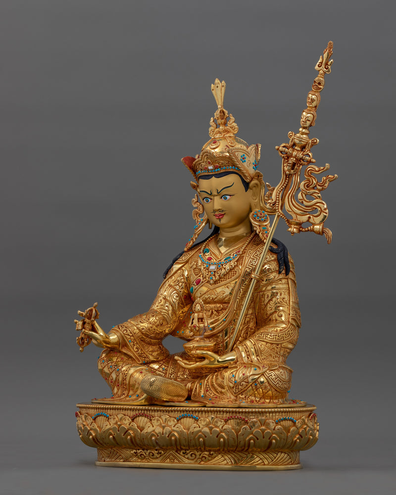 Hand-Carved The Lotus Born Guru Rinpoche Statue | Tibetan Sculpture