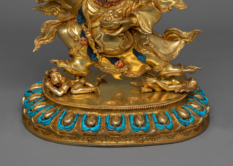 Hand-Carved Mahakala Bernakchen Statue | Tibetan Dharma Protector