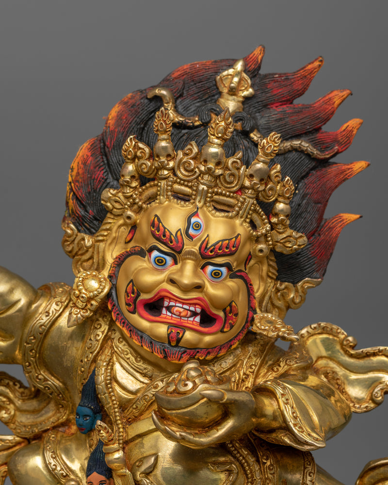 Hand-Carved Mahakala Bernakchen Statue | Tibetan Dharma Protector