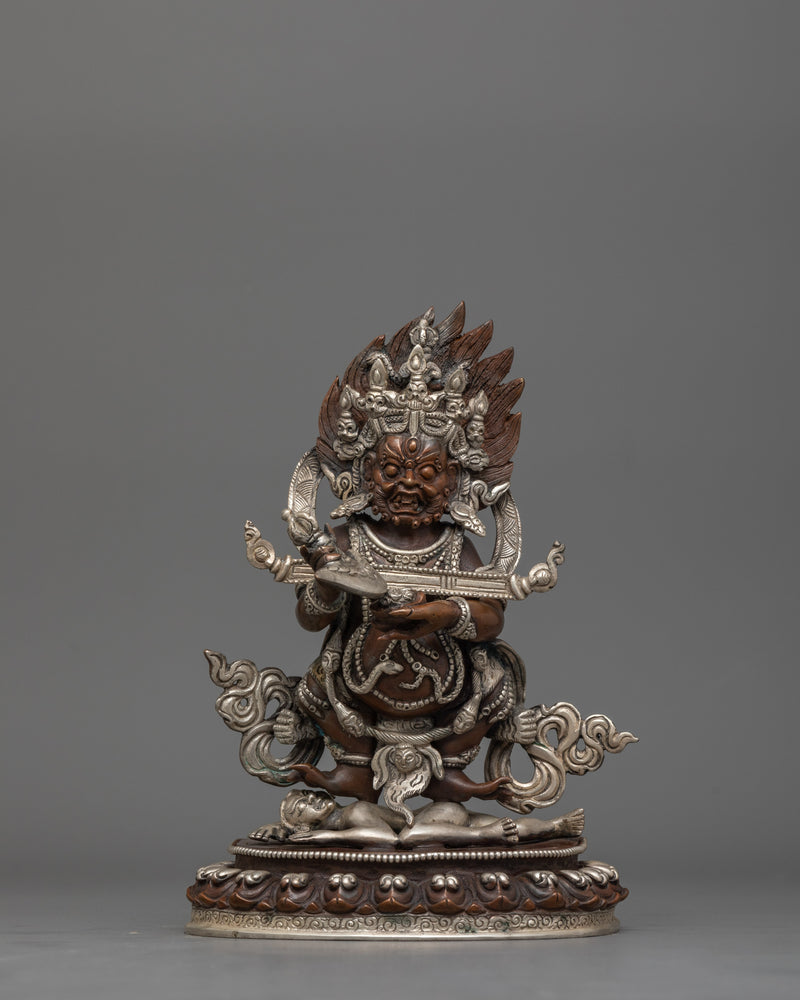 Hand-Carved Protector Deity Shakya Mahakala Statue | Sacred Mahakala