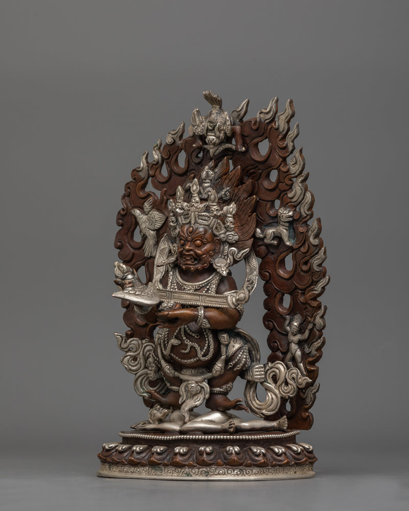 Hand-Carved Protector Deity Shakya Mahakala Statue | Sacred Mahakala