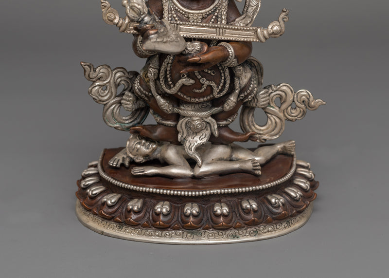 Hand-Carved Protector Deity Shakya Mahakala Statue | Sacred Mahakala