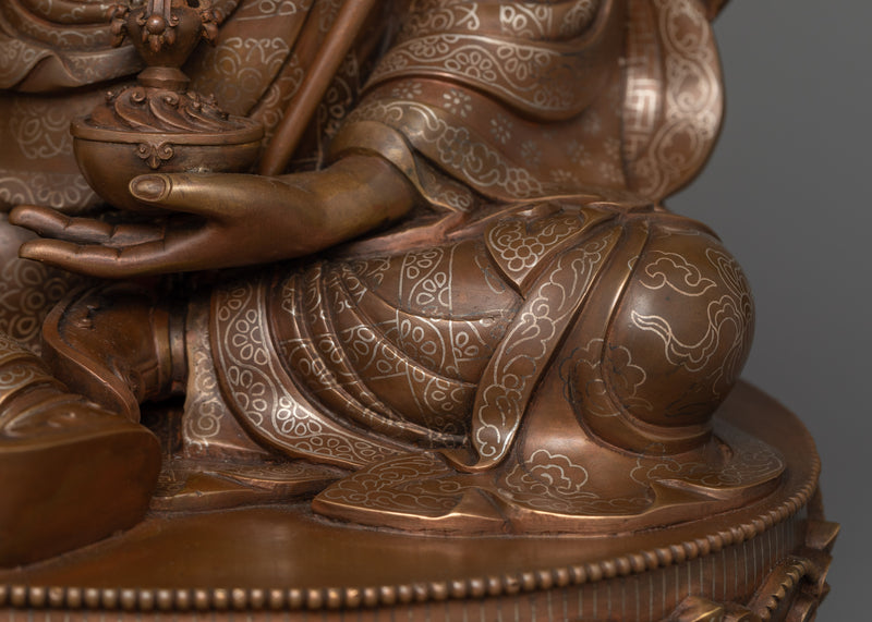 Oxidized Buddhist Guru Padmasambhava Statue | Spiritual Protection and Enlightenment