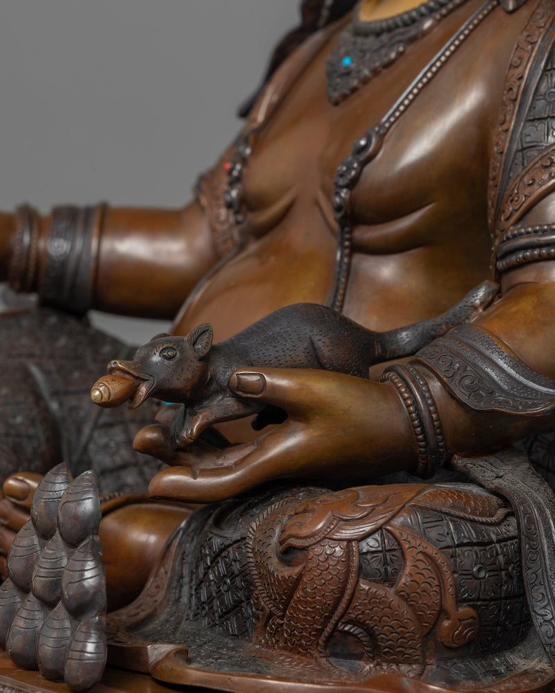 Hand-Carved Dzambhala Kuber Statue | Tibetan Sculpture