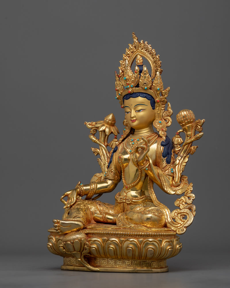 Green Tara Pure Land Statue | Compassionate Shri Goddess