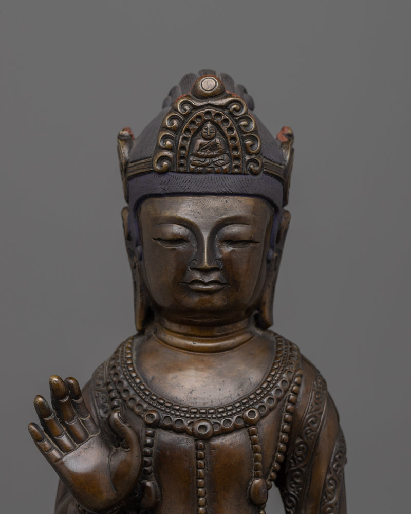 Oxidized Bodhisattva Statue | Tibetan Copper Sculpture