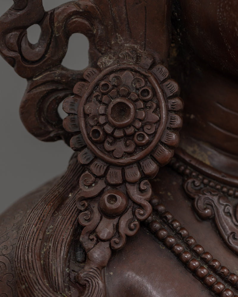 Goddess Female Green Tara Bodhisattva Statue | Oxidized Copper Tibetan Sculpture