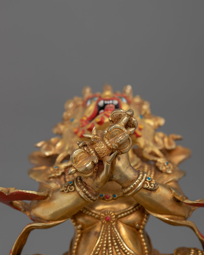 Vajradhaka Yidam Statue | 24K Gold Gilded Tibetan Sculpture