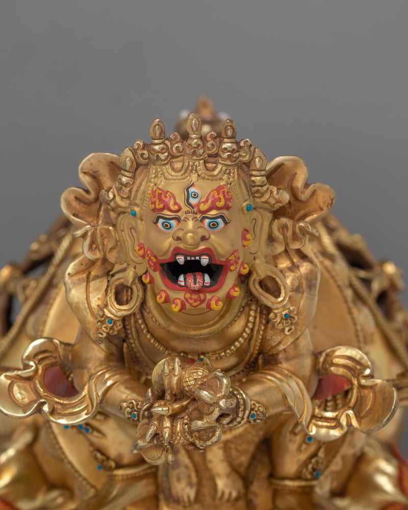 Vajradhaka Yidam Statue | 24K Gold Gilded Tibetan Sculpture