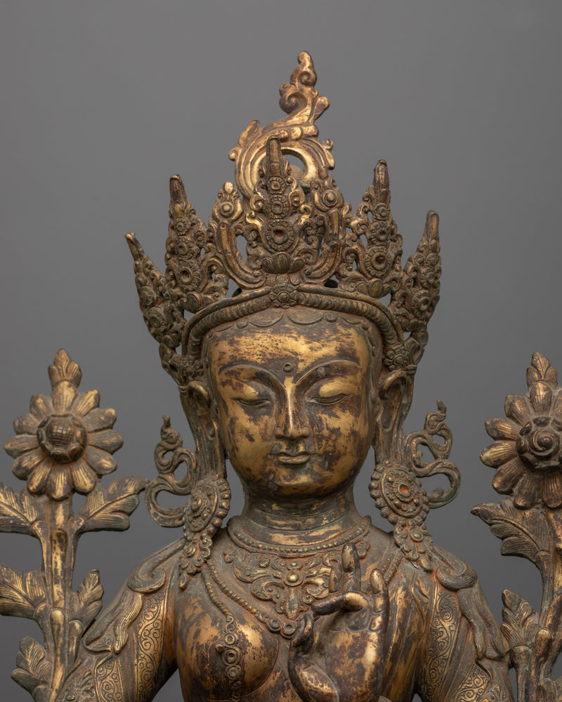 Enlightened Antique Green Tara Statue | Himalayan Artwork