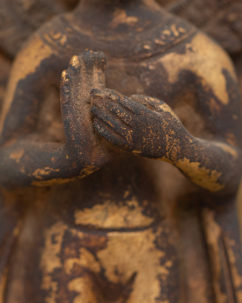 Antique Future Buddha Stupa | Sacred Tibetan Sculpture