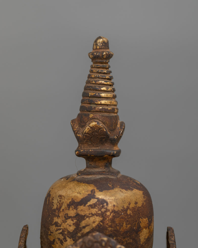 Antique Future Buddha Stupa | Sacred Tibetan Sculpture